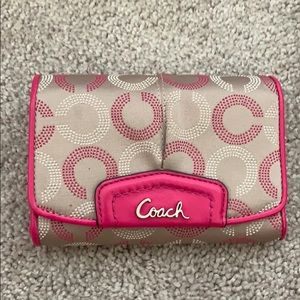 Pink and tan coach wallet